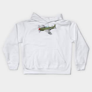 Military plane cartoon illustration Kids Hoodie